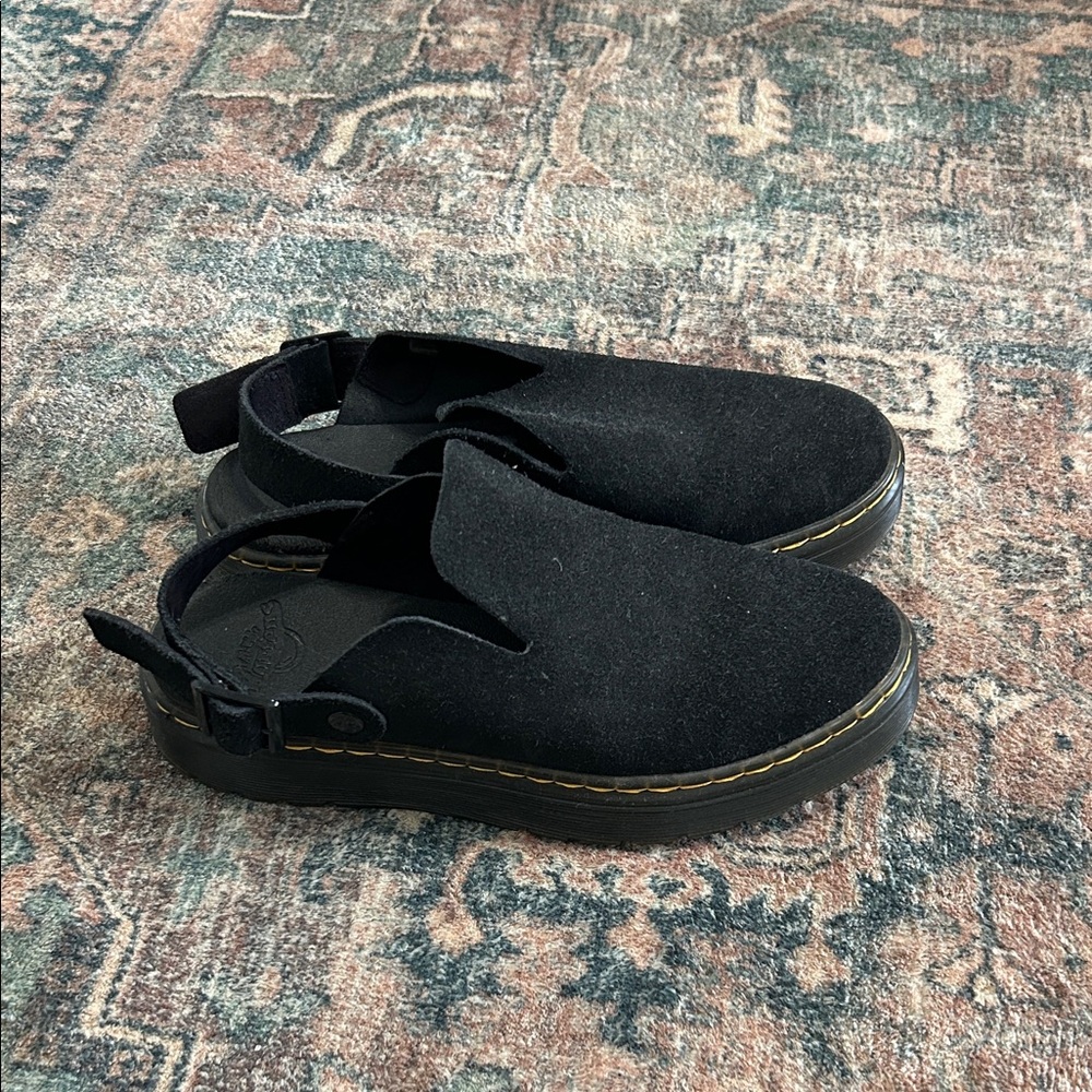 Dr. Martens Black Suede Mules